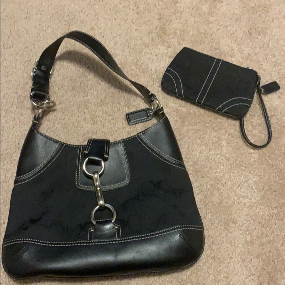 Vintage Black Coach Purse and Wallet combo